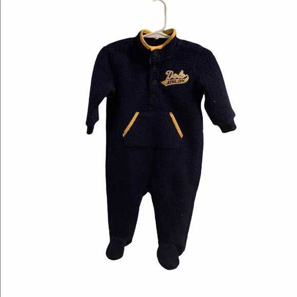 Ralph Lauren Baby  onesie, fleece Coverall in blue NWT $105 - Picture 1 of 6